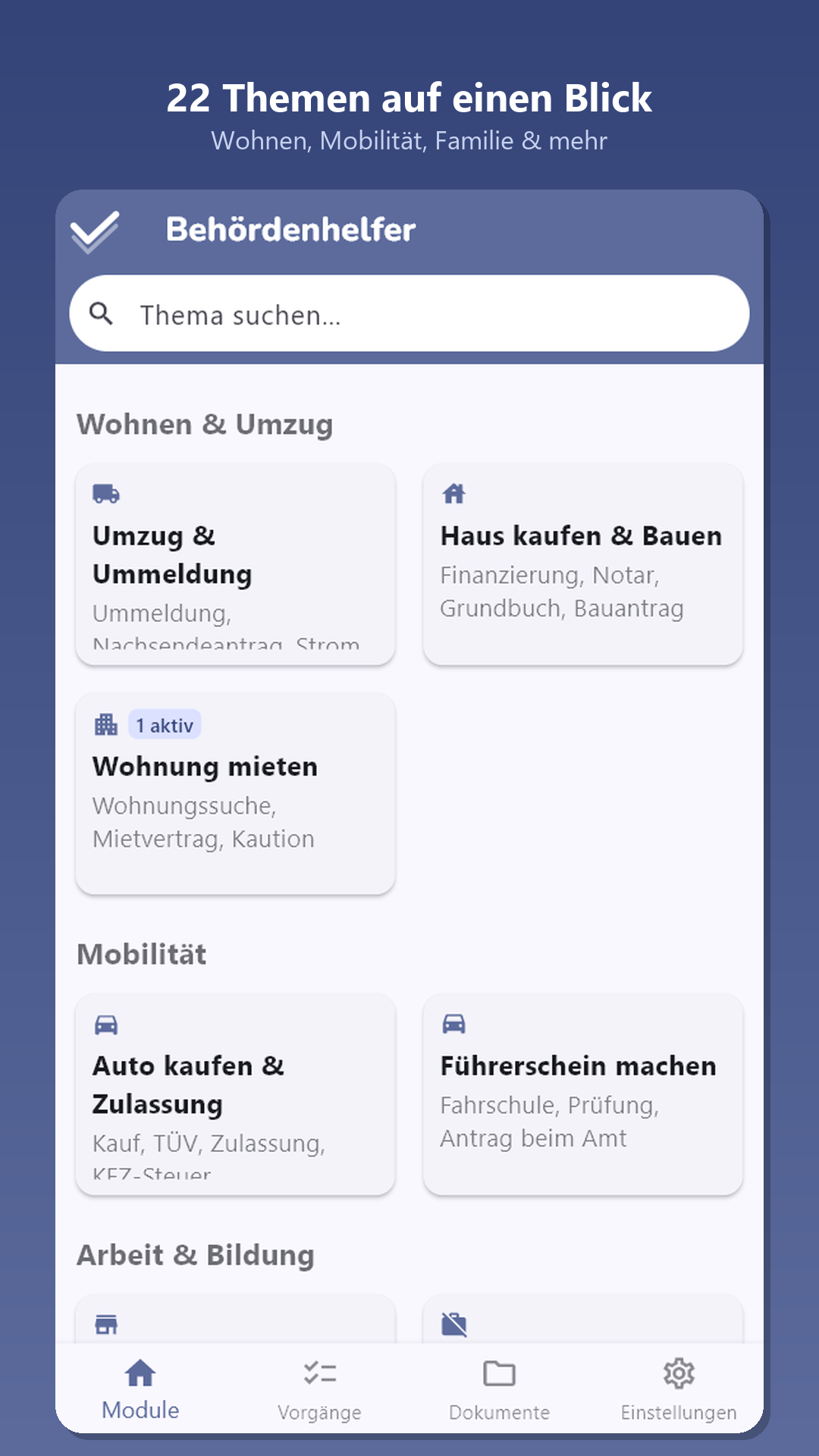 Beh&ouml;rdenhelfer Themen&uuml;bersicht